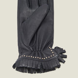 Gants en cuir ornés de studs et franges