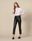 Pantalon en cuir droit à découpes