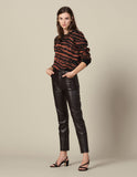 Pantalon en cuir droit à découpes